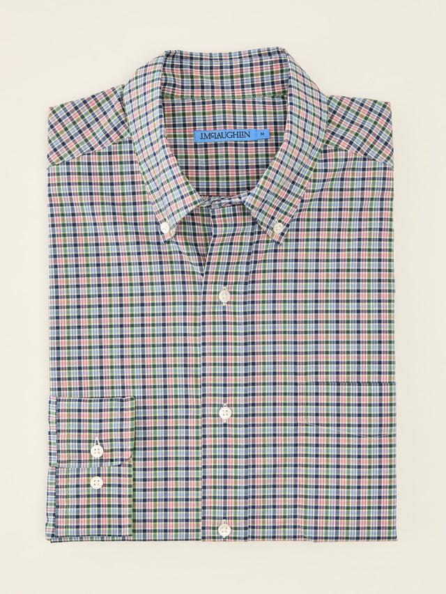 Green/Blue/Pink Plaid Collis Classic Fit Shirt | Men's Shirts | J.McLaughlin
