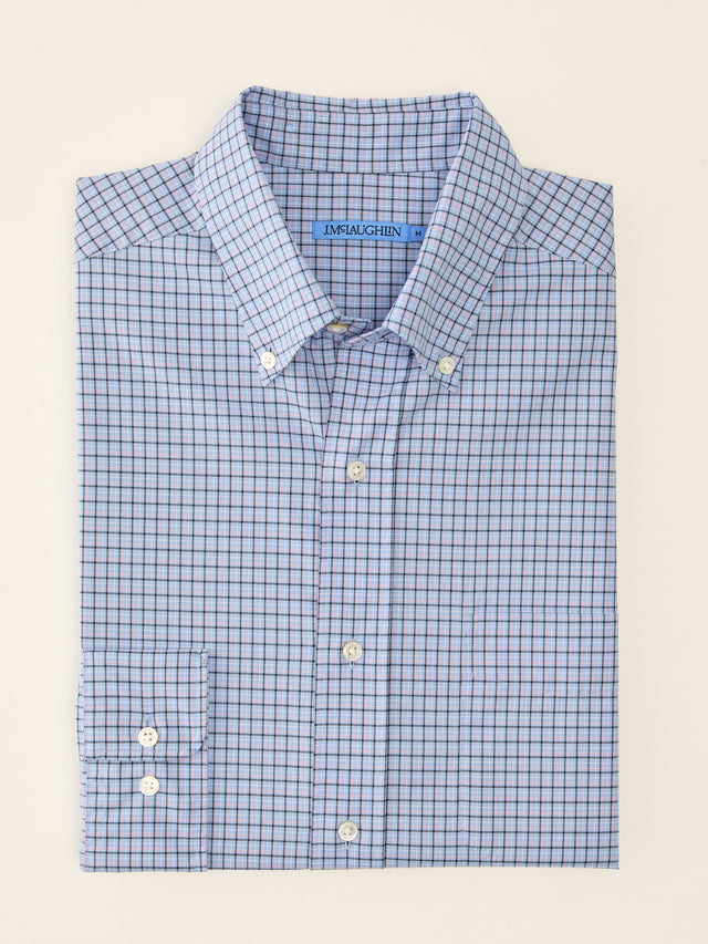 Lt_Blue/Pink/Navy Mini Window Pane Collis Classic Fit Shirt | Men's Shirts | J.McLaughlin