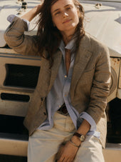 Campus Point Glen Plaid Hutton Linen Blazer