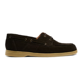 Compass Boat Shoe in Dark Brown Suede