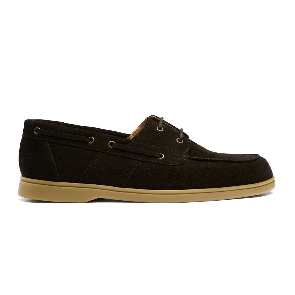 Compass Boat Shoe In Dark Brown Suede