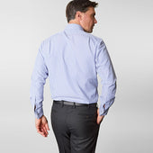 Contemporary Fit Bengal Stripe Cotton Poplin Shirt With Classic Collar Double Cuff