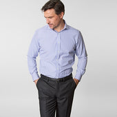 Contemporary Fit Bengal Stripe Cotton Poplin Shirt With Cut Away Collar Two Button Cuff