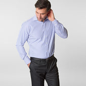 Contemporary Fit Bengal Stripe Cotton Shirt With Classic Collar Two Button Cuff