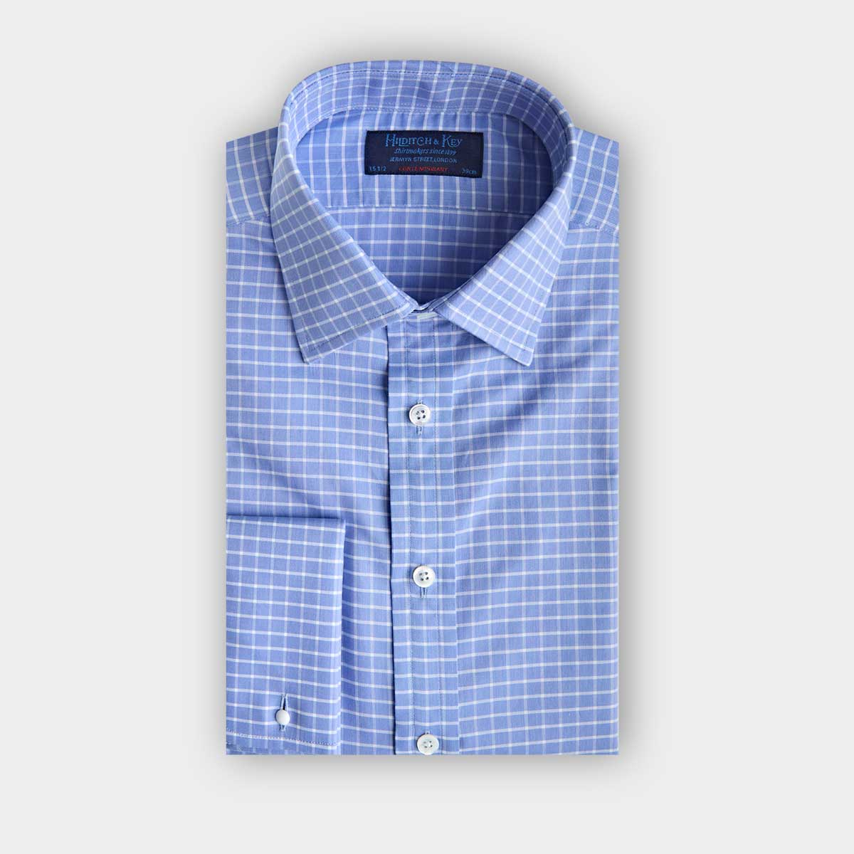 Contemporary Fit Check Cotton Twill Shirt With Classic Collar Double Cuff