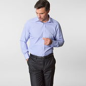 Contemporary Fit End On End Cotton Shirt With Classic Collar Double Cuff