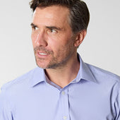 Contemporary Fit End On End Cotton Shirt With Classic Collar Double Cuff