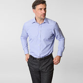 Contemporary Fit End On End Cotton Shirt With Classic Collar Two Button Cuff