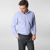 Contemporary Fit End On End Cotton Shirt With Cut Away Collar Two Button Cuff