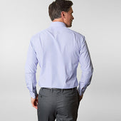 Contemporary Fit Fine Bengal Cotton Shirt With Cut Away Collar Double Cuff