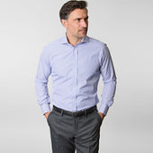 Contemporary Fit Fine Bengal Cotton Shirt With Cut Away Collar Double Cuff