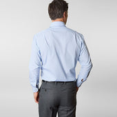 Contemporary Fit Fine Bengal Stripe Cotton Poplin Shirt With Cut Away Collar Two Button Cuff