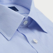 Contemporary Fit Fine Bengal Stripe Cotton Shirt With Classic Collar Double Cuff