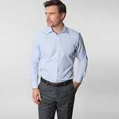 Contemporary Fit Fine Bengal Stripe Cotton Shirt With Classic Collar Two Button Cuff
