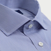 Contemporary Fit Fine Bengal Stripe Cotton Shirt With Cut Away Collar Two Button Cuff