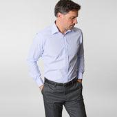 Contemporary Fit Fine Bengal Stripe Sea Island Quality Cotton Shirt With Classic Collar Double Cuff