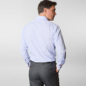 Contemporary Fit Fine Bengal Stripe Sea Island Quality Cotton Shirt With Classic Collar Double Cuff