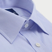 Contemporary Fit Fine Bengal Stripe Sea Island Quality Cotton Shirt With Classic Collar Double Cuff