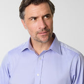 Contemporary Fit Fine Twill Sea Island Quality Cotton Shirt With Classic Collar Double Cuff