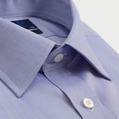 Contemporary Fit Fine Twill Sea Island Quality Cotton Shirt With Classic Collar Double Cuff