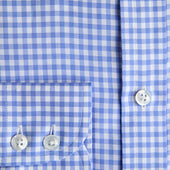 Contemporary Fit Gingham Check Cotton Twill Shirt With Classic Collar Two Button Cuff