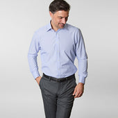 Contemporary Fit Hairline Stripe Sea Island Quality Cotton Shirt With Classic Collar Double Cuff