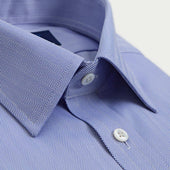 Contemporary Fit Herringbone Cotton Shirt With Classic Collar Two Button Cuff