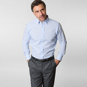 Contemporary Fit Micro Check Oxford Cotton Shirt With Concealed Button Down Collar Two Button Cuff