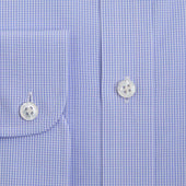 Contemporary Fit Micro Check Sea Island Quality Cotton Shirt With Classic Collar Two Button Cuff