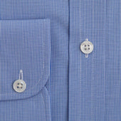 Contemporary Fit Micro Houndstooth Cotton Shirt With Classic Collar Two Button Cuff