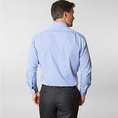 Contemporary Fit Micro Houndstooth Cotton Shirt With Classic Collar Two Button Cuff