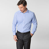 Contemporary Fit Micro Houndstooth Cotton Shirt With Classic Collar Two Button Cuff