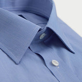 Contemporary Fit Micro Houndstooth Cotton Shirt With Classic Collar Two Button Cuff