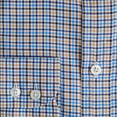 Contemporary Fit Multi Check Cotton Twill Shirt With Classic Collar Two Button Cuff