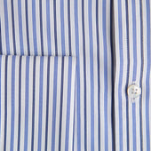 Contemporary Fit Navy Multi Stripe Cotton Shirt With Classic Collar Double Cuff