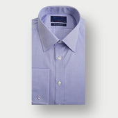 Contemporary Fit Blue Oxford Sea Island Quality Cotton Shirt with Classic Collar & Double Cuff