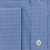 Contemporary Fit Small Gingham Check Cotton Shirt With Classic Collar Double Cuff