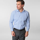 Contemporary Fit Small Gingham Check Cotton Shirt With Classic Collar Double Cuff