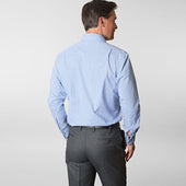 Contemporary Fit Small Gingham Check Cotton Shirt With Classic Collar Double Cuff