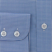 Contemporary Fit Small Gingham Check Cotton Shirt With Classic Collar Two Button Cuff