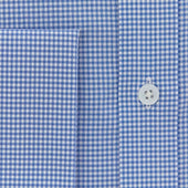 Contemporary Fit Small Gingham Check Cotton Shirt With Cut Away Collar Double Cuff