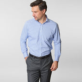 Contemporary Fit Small Gingham Check Cotton Shirt With Cut Away Collar Double Cuff