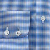 Contemporary Fit Small Gingham Check Cotton Shirt With Cut Away Collar Two Button Cuff