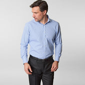 Contemporary Fit Small Gingham Check Cotton Shirt With Cut Away Collar Two Button Cuff
