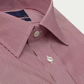 Contemporary Fit Fine Bengal Stripe Sea Island Quality Cotton Shirt With Classic Collar Double Cuff