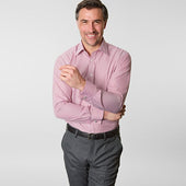 Contemporary Fit Fine Bengal Stripe Sea Island Quality Cotton Shirt With Classic Collar Double Cuff