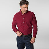 Contemporary Fit Fine Corduroy Shirt With Button Down Collar Two Button Cuff