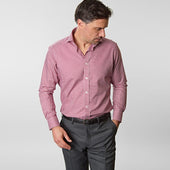 Contemporary Fit Gingham Check Cotton Twill Shirt With Cut Away Collar Two Button Cuff