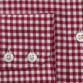 Contemporary Fit Gingham Check Cotton Twill Shirt With Cut Away Collar Two Button Cuff