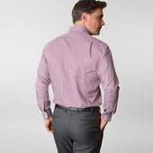 Contemporary Fit Gingham Check Oxford Cotton Shirt With Cut Away Collar Two Button Cuff